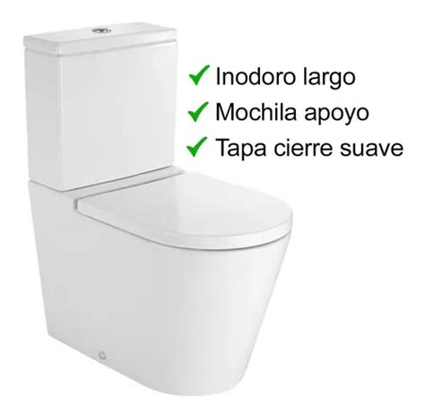 Inodoro Largo Mochila Asiento Roca Inspira Rimless Combo