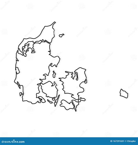 Black Outline Of Denmark Map Stock Vector Illustration Of Abstract