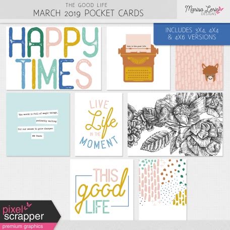 The Good Life March 2019 Pocket Cards Kit By Marisa Lerin Graphics Kit