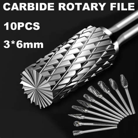 Pcs Mm Tungsten Carbide Burr Rotary Drill Bits Tools Cutter Files