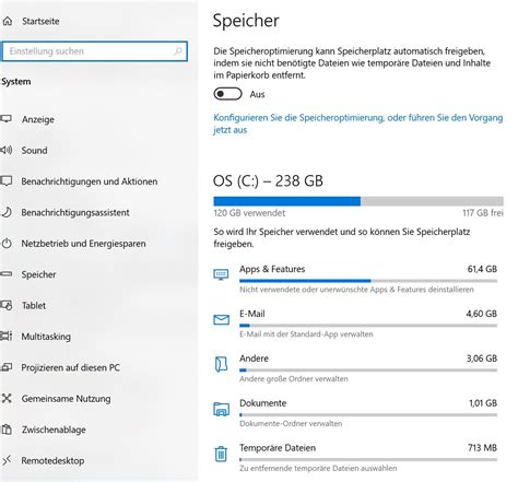 Windows 10 Speicher temporäre Dateien löschen Lösung