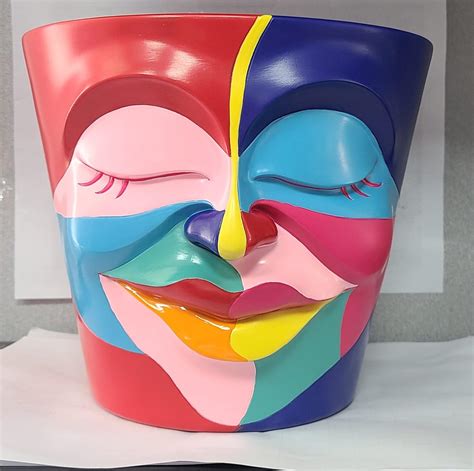 Gugugo Abstract Rainbow Head Planter Graffiti Face Planters Pots With