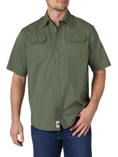 Wrangler Mens Short Sleeve Comfort Stretch Woven Shirt