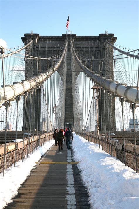 Fotos Gratis Nieve Invierno Pasarela Puente Colgante Nueva York