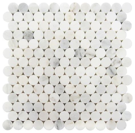 Carrara Penny Round Honed Waterjet Mosaic Tile X Set Of