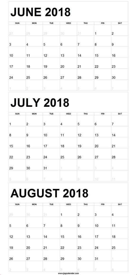 July August Printable Calendar