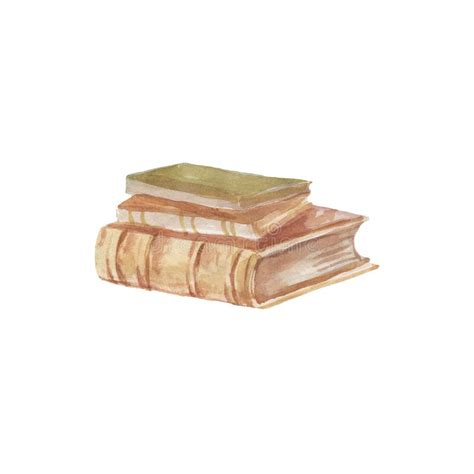 Stack Of Old Books Watercolor Hand Drawn Illustration Isolated On