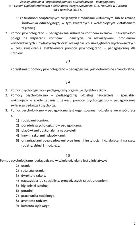 Zasady Udzielania I Organizacji Pomocy Psychologiczno Pedagogicznej W