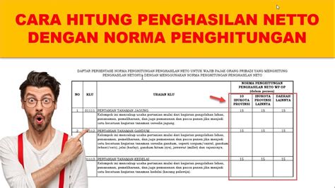 Norma Penghitungan Untuk Menghitung Penghasilan Netto YouTube