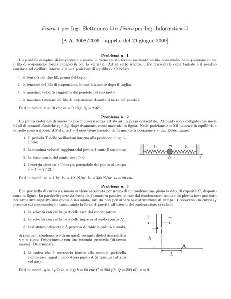 Prova D Esame Svolta Fisica 26 Giugno 2009 Fisica 1per Ing