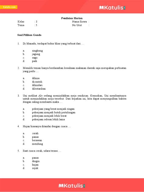 Soal Ph Kelas 3 Tema 5 Pdf