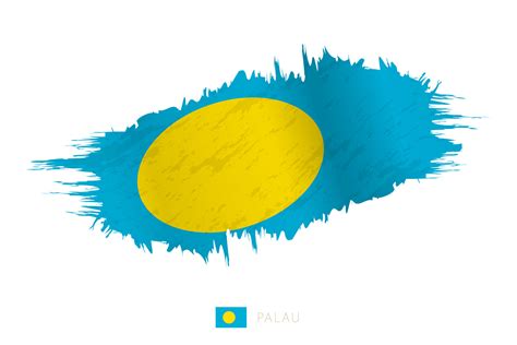 Painted Brushstroke Flag Of Palau With Waving Effect Vector