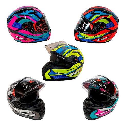 Capacete Moto Fechado Gtx Fox Fw3 Óculos Fumê Várias Cores Auto Equip