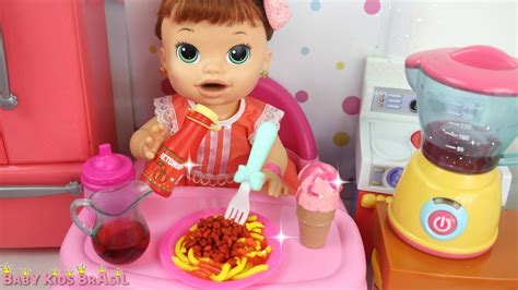 Baby Alive Comilona Sara Janta Macarrao Molho De Carne Sorvete E