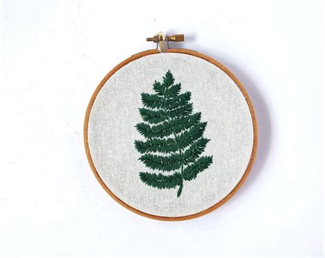 Fern Botanical Wall Art Hand Embroidered Hoop Art