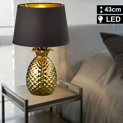 Tisch Leuchte Ess Zimmer Ananas Optik Lese Lampe Schwarz Gold FILAMENT