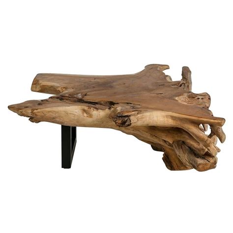 Table Basse Exotique Racine De Teck Et M Tal Cm N