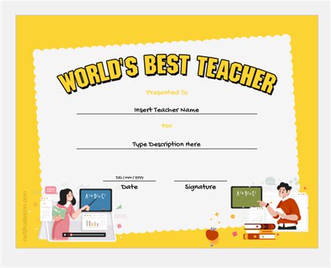 Worlds Best Teacher Certificate Templates Download And Edit