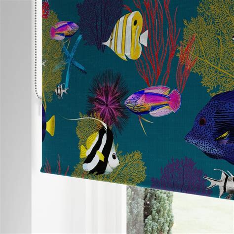 Reef Teal Blackout Roller Blind Dunelm