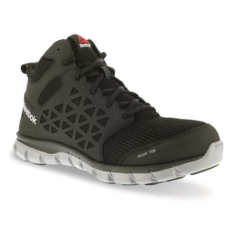 Reebok Mens Sublite Cushion Work Mid Alloy Toe Shoes Microfibermesh