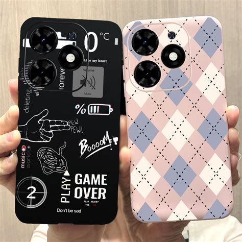 Tecno Spark GO 2024 Case New Design Matte Heart Checkerboard Painted