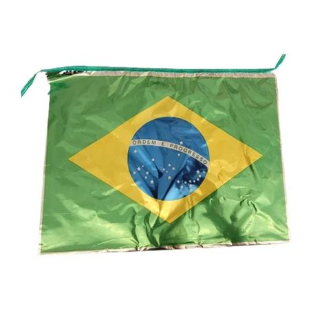 Varal Metros Bandeira Do Brasil Metalizada Artigos E