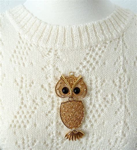 Articulated Owl Pendant Reclaimed From A 1970s Sarah Coventry Necklace