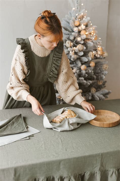 Long Vintage Apron Linen Pinafore With Wings Victorian Maids Etsy