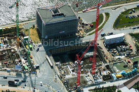 Hamburg von oben Erschließungs und Pfahlgründungsarbeiten des