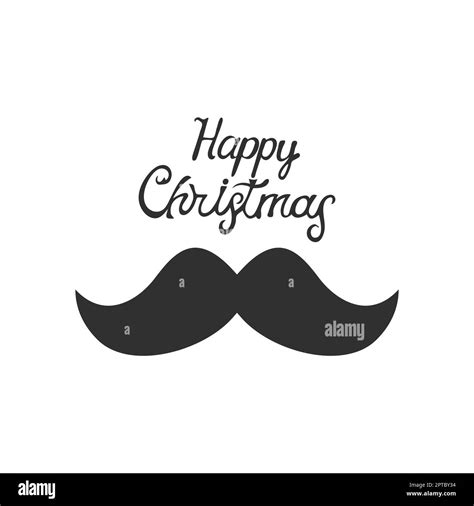 Black Festive Stylish Mustache Merry Christmas Greeting On White