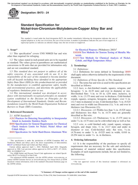 Astm B Standard Specification For Nickel Iron Chromium