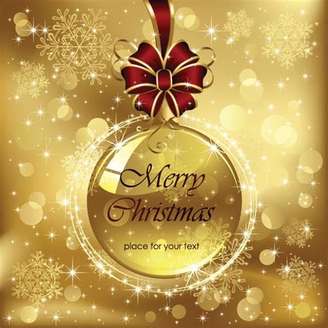 Gold Necklace Snowflake Merry Christmas Card Background Vector Free