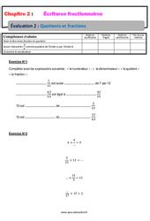 Evaluation Fractions Me Bilan Et Controle Corrig Pdf Imprimer