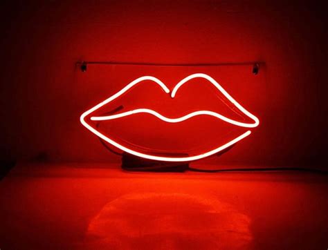 Handmade Kiss Red Lips Neon Sign Light Room Display Art 15x10 Neon Light Signs Red Lights