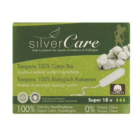 Tampons Super Coton Bio X18 Sans Applicateur Silver Care Tampon