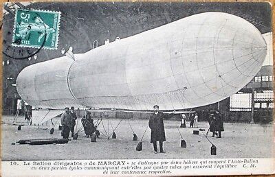 Airship Dirigible Blimp French Aviation Postcard Marcay