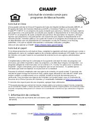 Massachusetts Solicitud De Vivienda Comun Para Programas De