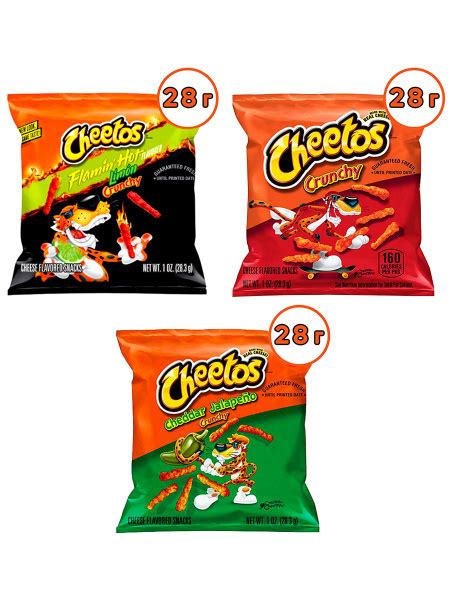 Кукурузные чипсы Cheetos Crunchy Flamin Hot Limon Классические Jalapeno шт по г США