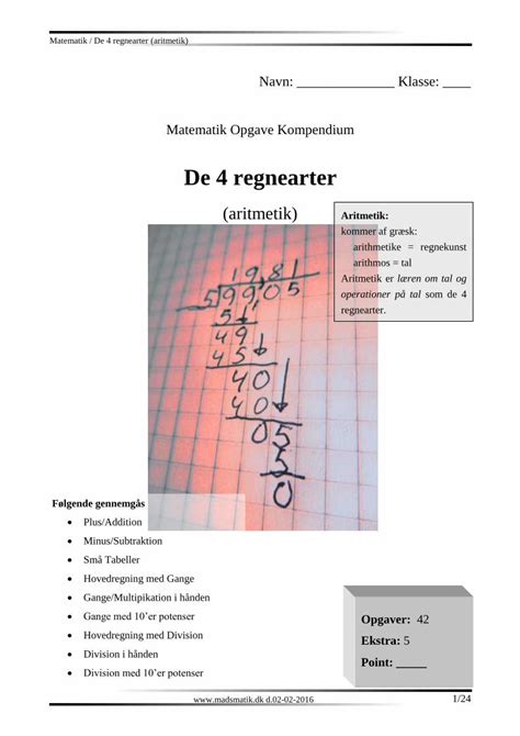 Pdf Navn Klasse Matematik Opgave Kompendium Dokumen Tips