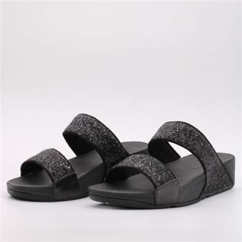 Fitflops Lulu Glitter Slide Black Shoe Street