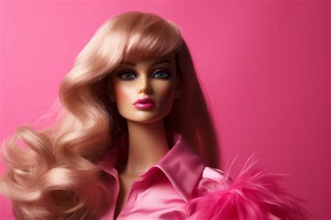 Barbie Vistiendo Un Traje De Color Rosa Con Cabello Rubio Foto Premium