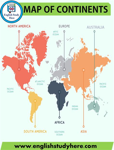 World Map With Names Of Continents And Oceans