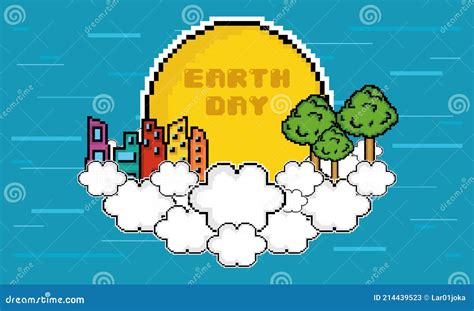 Earth Day Pixel Art Stock Vector Illustration Of Nature