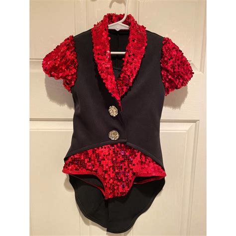 MC Preloved Solo Weissman Red Black Sequin 2 Piece Costume With Tails