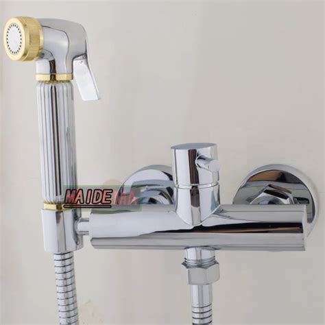 Toilet Bathroom Hand Held Bidet Spray Shattaf Brass Hot Cold Water