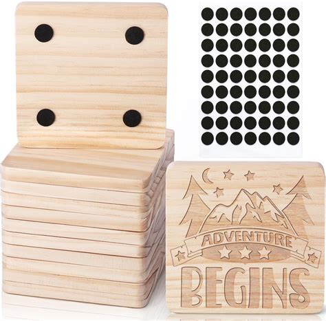 10 Pieces Unfinished Wood Coasters 4 Inch Square Acacia Wooden Coasters For Crafts