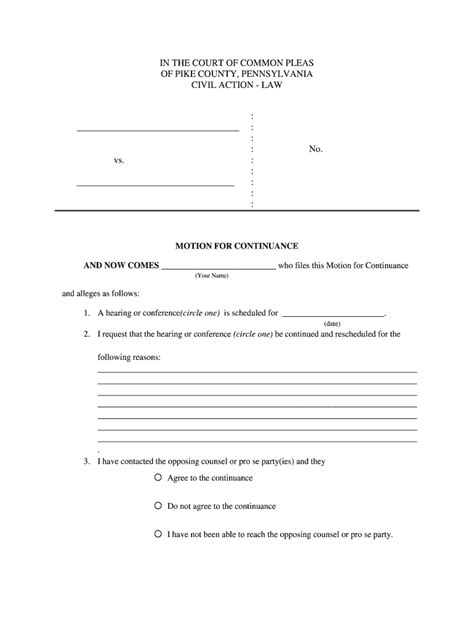 Pennsylvania Motion Continuance Fill Out Sign Online DocHub