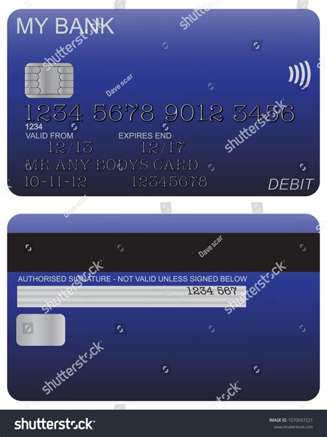 Front Back Blue Debit Card Design Stock Vector Royalty Free