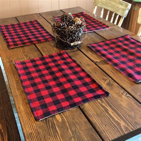 Amazon Buffalo Plaid Burlap Placemats Red Black Buffalo Check