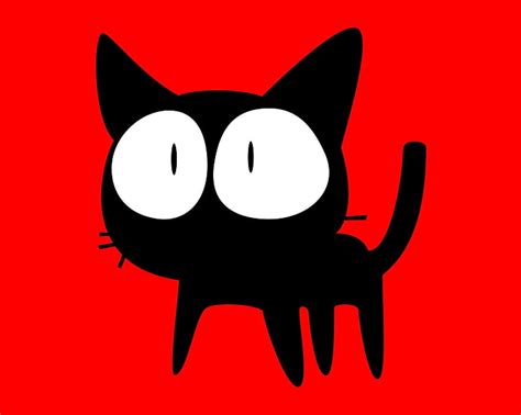 HD wallpaper: black cat graphic art, FLCL, red background, animals ...